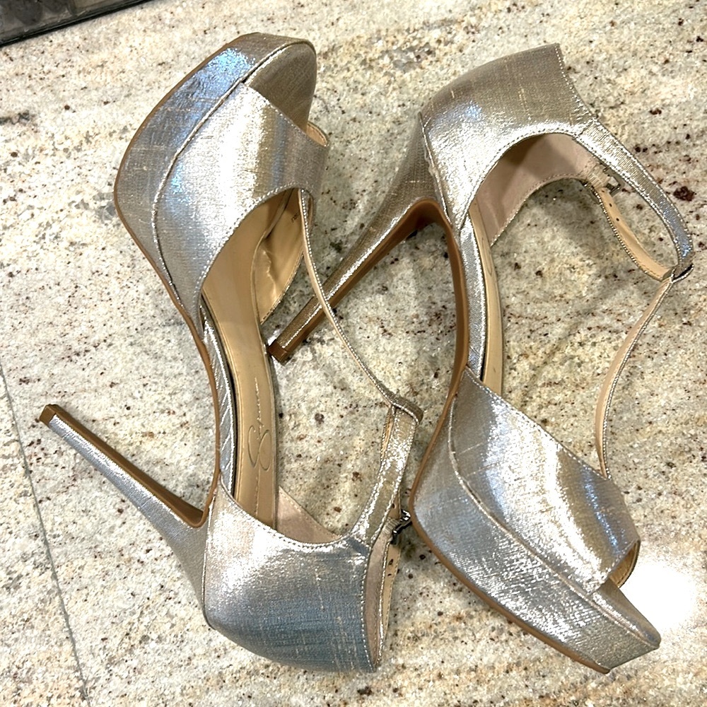 Silver Platform Pumps